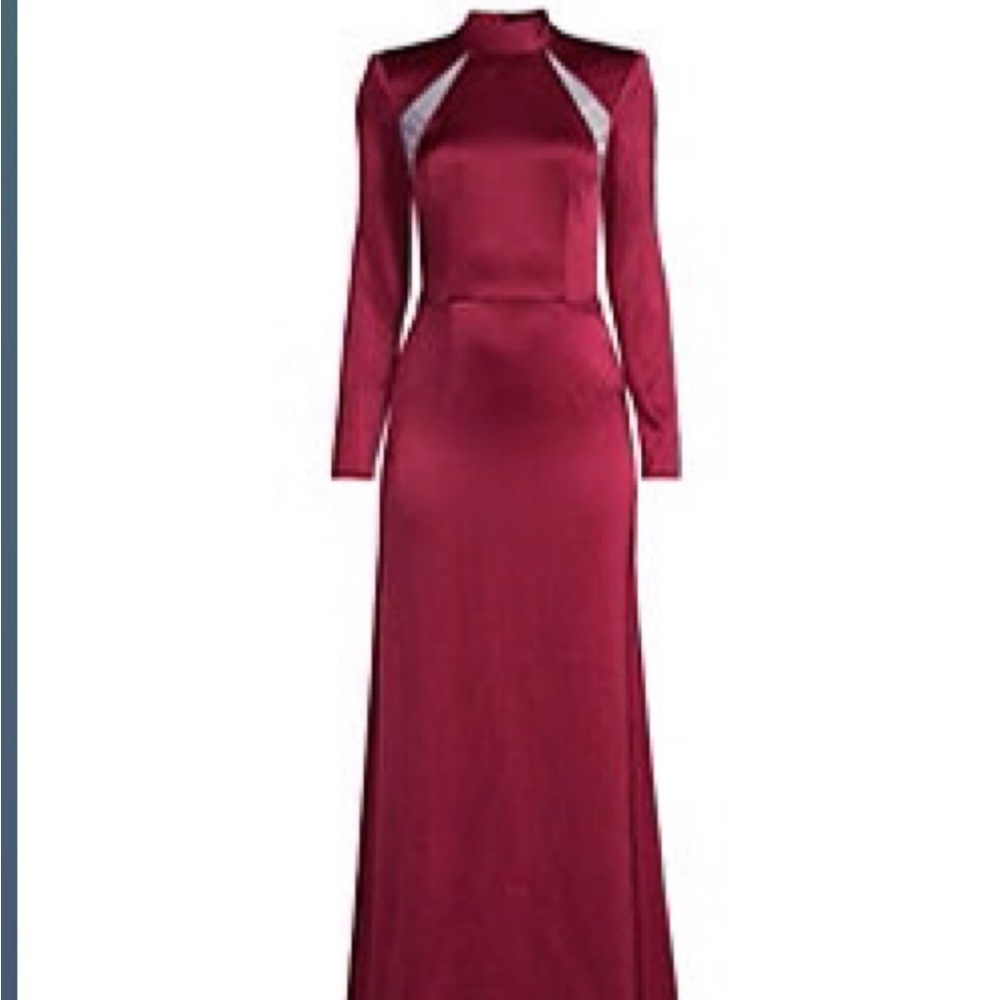 Alice + Olivia Red Long Sleeve Mock Neck Gown